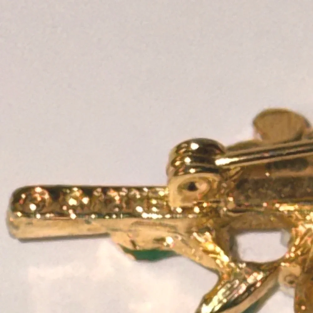 Gerry's Brooch Set Sz OS Gold Tone Enamel Garden Rake Shovel Floral Pins Vintage